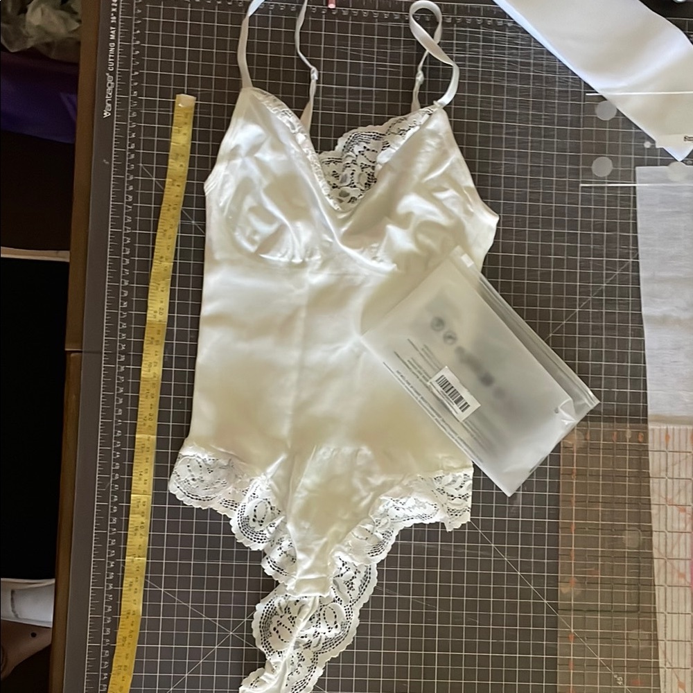 White Lace Chemise with Satin Finish